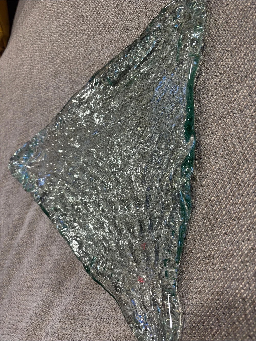 Glass Triangle decorative glass plate/server in Clear Green Edge - Unbranded